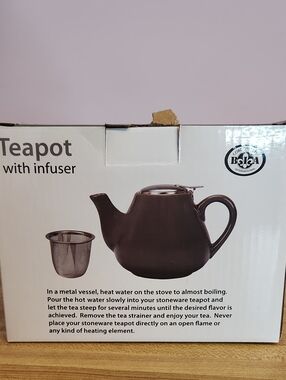 BIA Cordon Bleu 30 oz Stoneware Teapot with Stainless Steel Infuser Basket